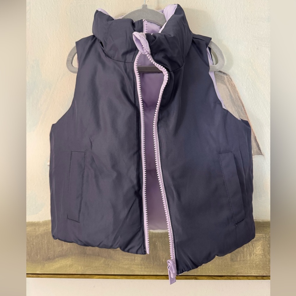 ALL IN MOTION Kids Full Zipper Reversible Quilted Puffer Vest Stand Up Size 4/5 - Picture 8 of 8